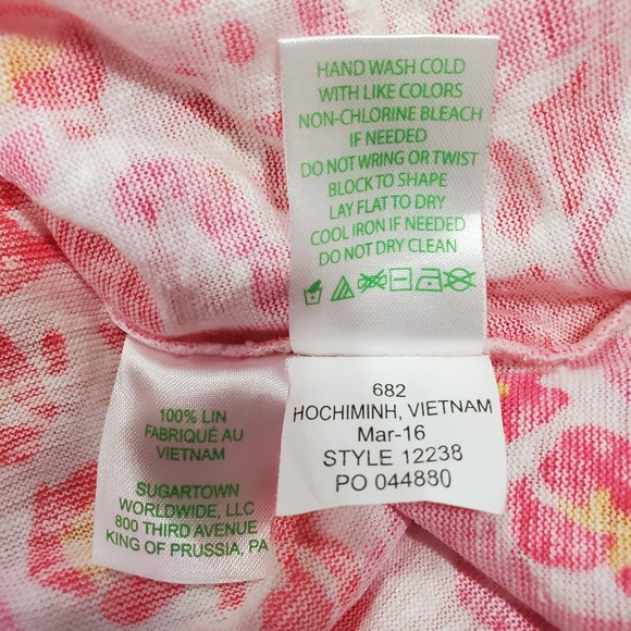 Lilly Pulitzer Duval Linenโ Top Small Coral Elephant Breathable Lightweight M - Picture 10 of 15